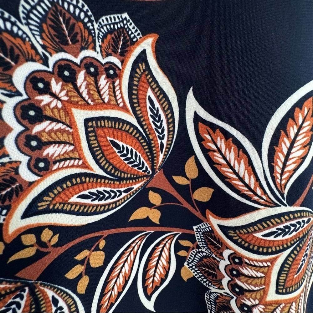 NWT Perceptions Black Brown Sleeveless Floral Geometric Midi Dress Size Small - Picture 10 of 10